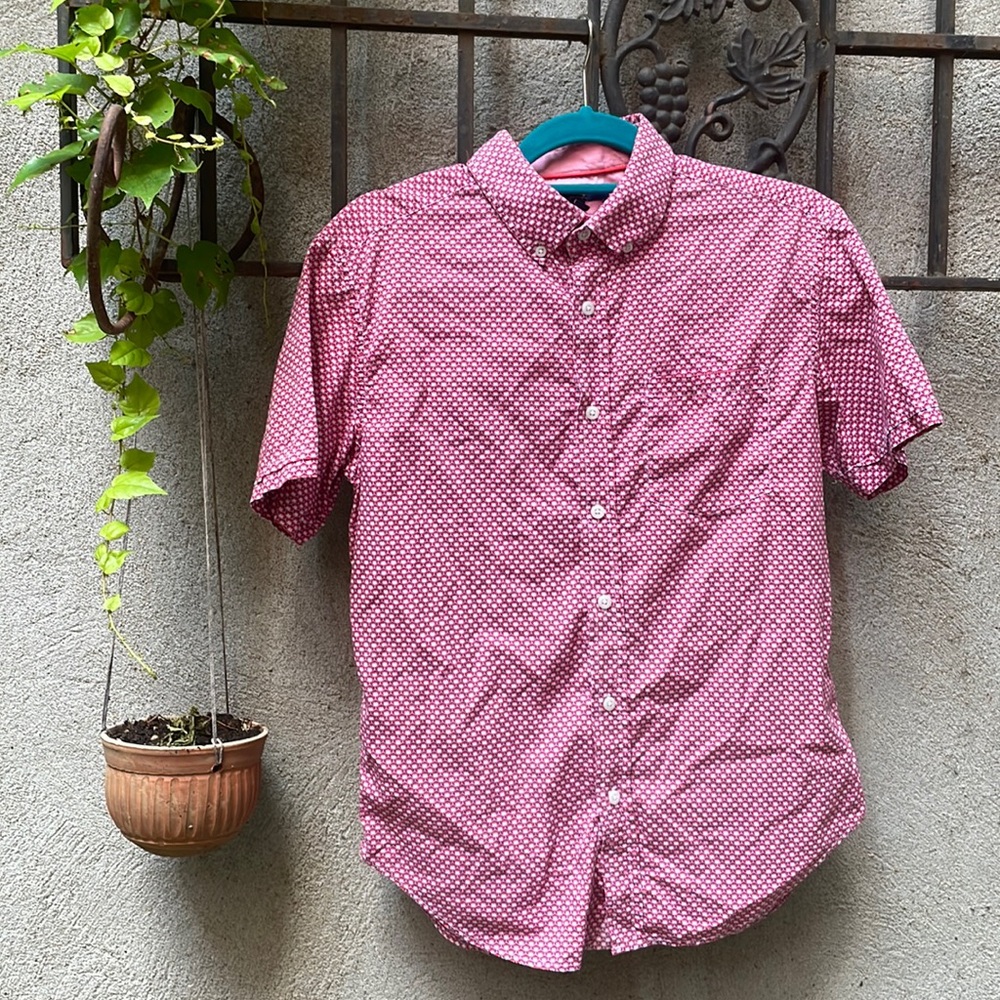 Patterned Short Sleeve Buttoned Down Shirt